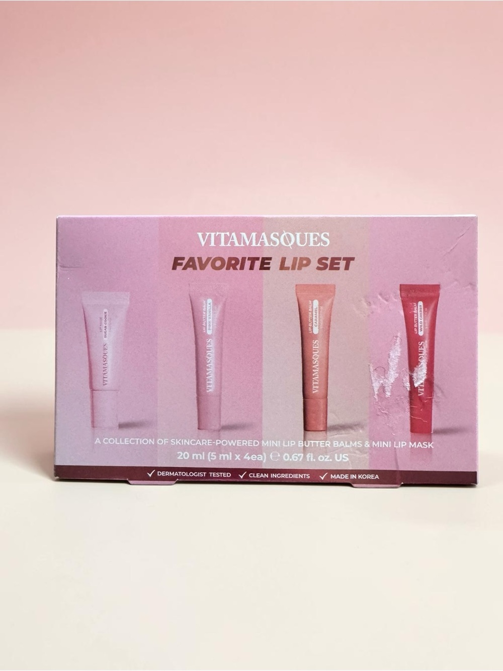 Vitamasques Pink Lip Balm & Mini Mask Set NIB